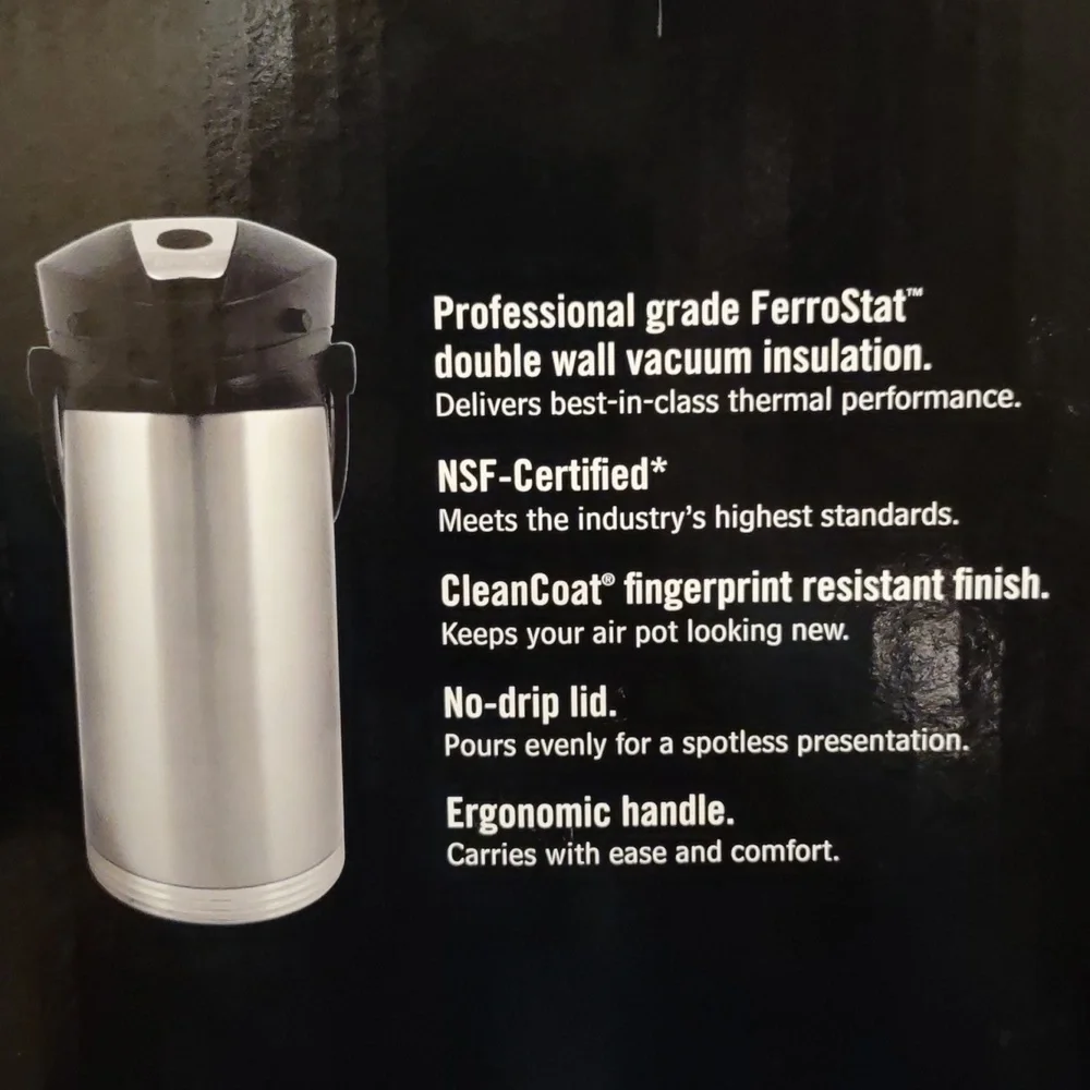 Stanley ergoserve stainless steel airpot for serving hot beverages, new